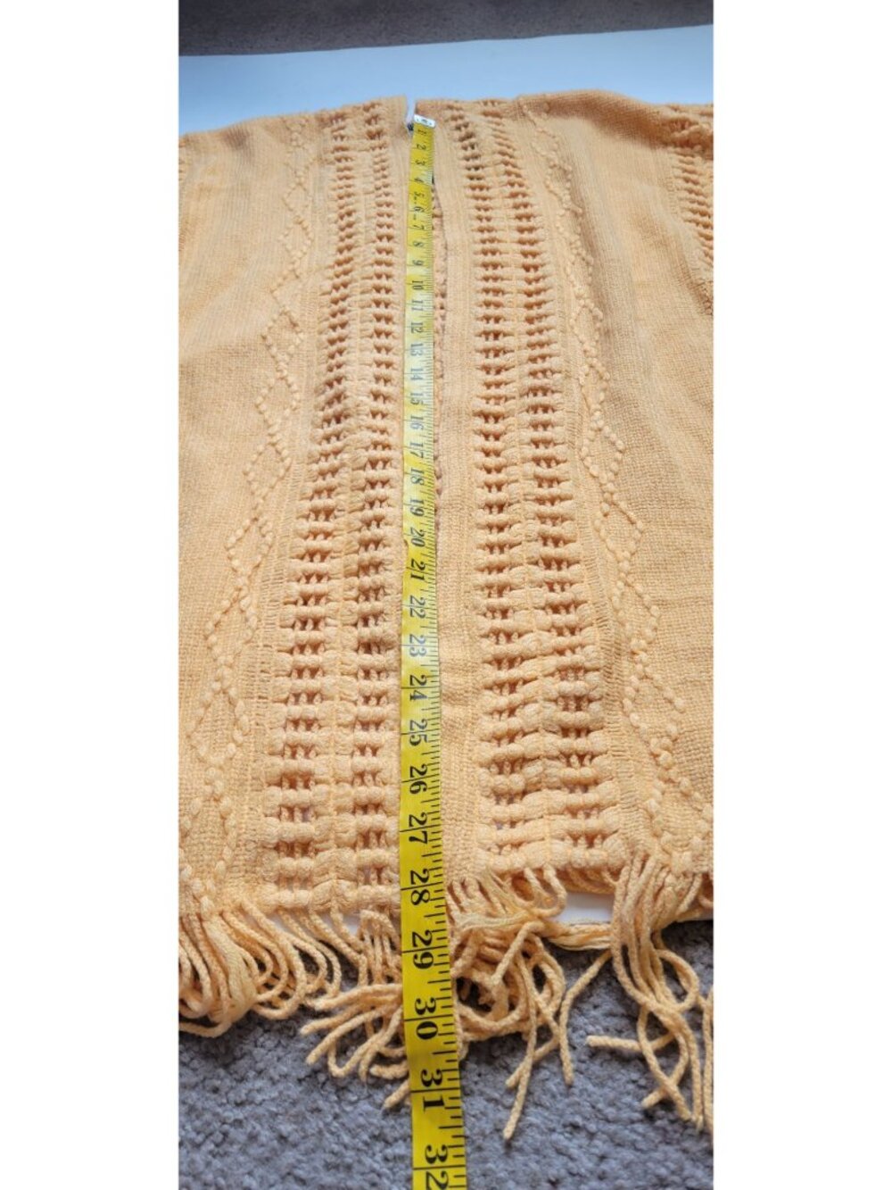Original Anthony This mustard yellow open-front poncho textured diamond Knit OS - Picture 10 of 10